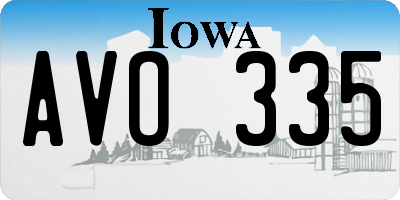 IA license plate AVO335