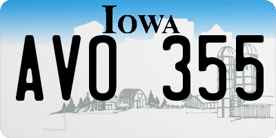 IA license plate AVO355
