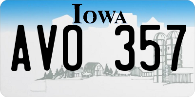 IA license plate AVO357