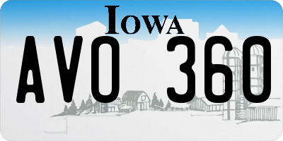 IA license plate AVO360