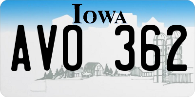 IA license plate AVO362