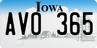 IA license plate AVO365