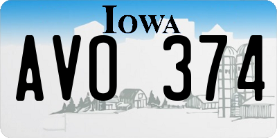 IA license plate AVO374