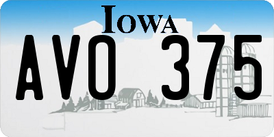IA license plate AVO375