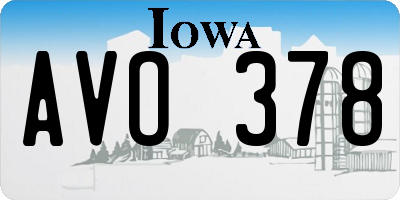 IA license plate AVO378