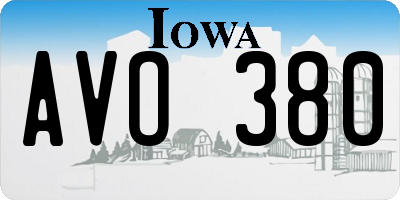 IA license plate AVO380