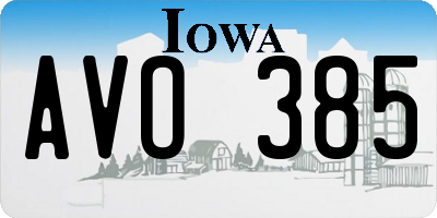 IA license plate AVO385