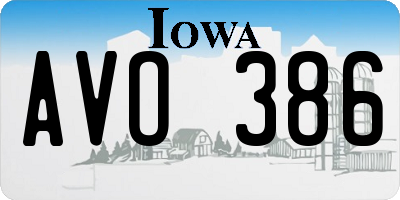 IA license plate AVO386