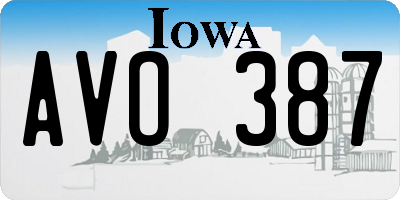 IA license plate AVO387