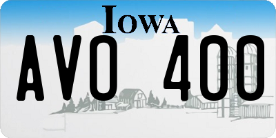 IA license plate AVO400