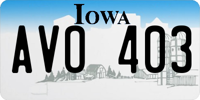 IA license plate AVO403