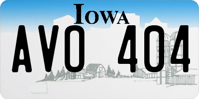 IA license plate AVO404