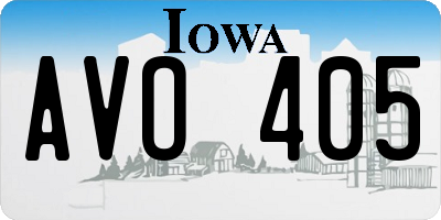 IA license plate AVO405