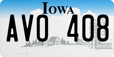 IA license plate AVO408