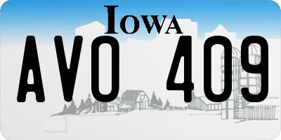 IA license plate AVO409