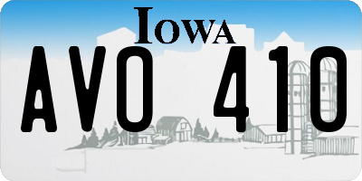 IA license plate AVO410