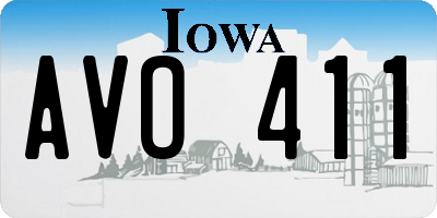 IA license plate AVO411
