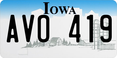 IA license plate AVO419