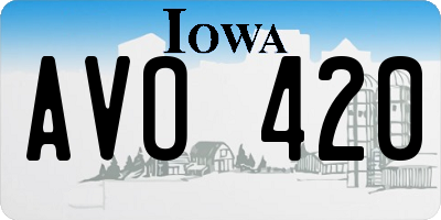 IA license plate AVO420