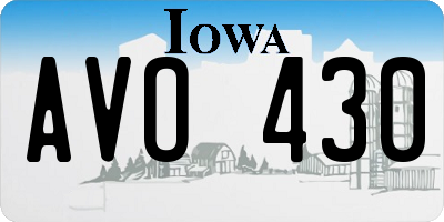 IA license plate AVO430