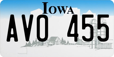 IA license plate AVO455
