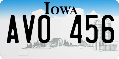 IA license plate AVO456