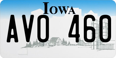 IA license plate AVO460