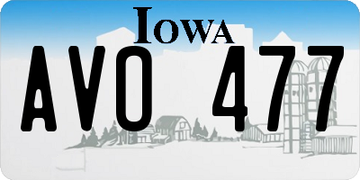 IA license plate AVO477