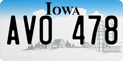 IA license plate AVO478