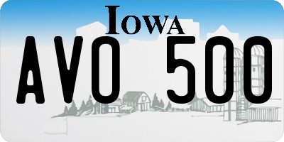 IA license plate AVO500