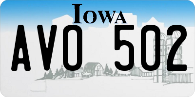 IA license plate AVO502