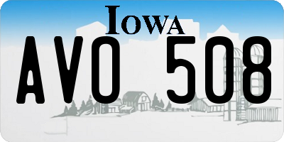 IA license plate AVO508
