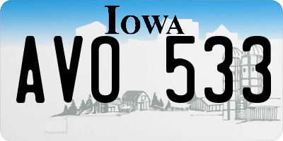 IA license plate AVO533