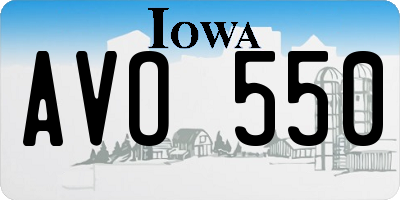 IA license plate AVO550