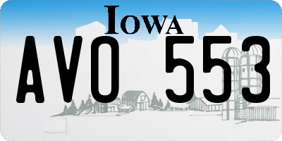 IA license plate AVO553