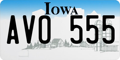 IA license plate AVO555