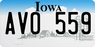 IA license plate AVO559