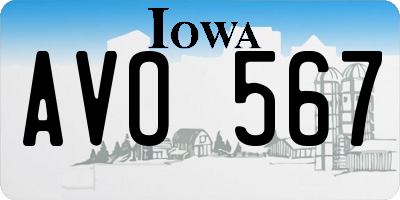 IA license plate AVO567