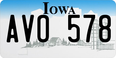 IA license plate AVO578