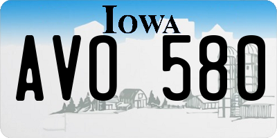 IA license plate AVO580
