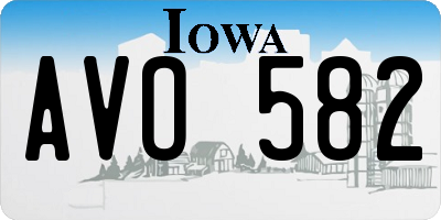 IA license plate AVO582