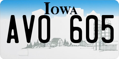 IA license plate AVO605