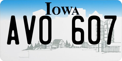 IA license plate AVO607