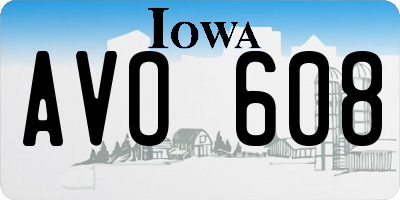 IA license plate AVO608