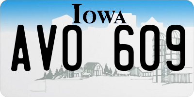 IA license plate AVO609
