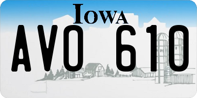 IA license plate AVO610