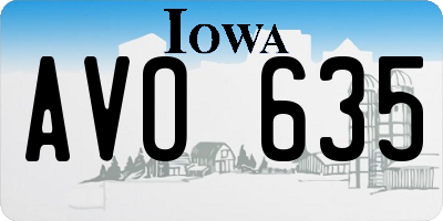 IA license plate AVO635