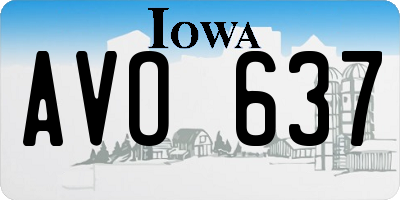 IA license plate AVO637