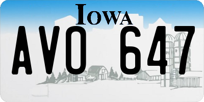 IA license plate AVO647