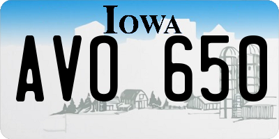 IA license plate AVO650